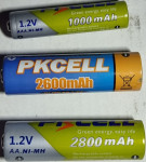Prodam polnilne baterije AA in AAA PKCELL