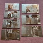 EURO SET 24k pozlačeni spominski bankovci 5-10-20-50-100-200-500 EUR