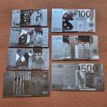 EURO SET posrebreni spominski bankovci 5-10-20-50-100-200-500 EUR