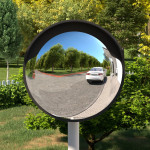 vidaXL Zunanje konveksno prometno ogledalo črno Ø45 cm polikarbonat