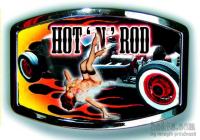 HOT ROD Pin Up ROCKABILLY Road FLAMES Super ŠNOLA - rat rod BUCKLE