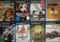 Playstation 2 (PS2 slim, orig. kontroler, napajalnik, kabli) + 8 iger
