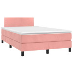 vidaXL Box spring postelja z vzmetnico LED roza 120x190 cm žamet