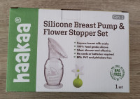 Haakaa ročna črpalka silikonska 2. gen 150 ml + pokrovček bela rožica