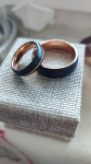 Dva poročna volframova prstana, rožnato zlato, nova