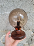 Vintage namizna svetilka, les steklo