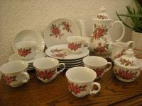 Vintage, starinski servis, za kavo/čaj za 6 oseb, poslikava - vrtnice