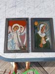 dve stare slike na steklo verska tematika