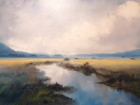 Slika - Cerkniško jezero - Tomaž Perko - olje na platno