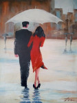 Slika Par z dežnikom