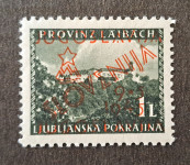Slovenija 9. maj 1945, provizorij, ključna znamka z rdečim pritiskom