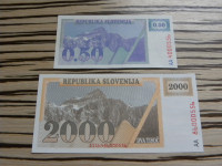 Slovenija bon 0,50 + 2000 tolarjev 1990