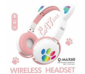 Andowl LED Brezžične Slušalke z mačjimi ušesi Cat Ears, belo - roza