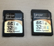 2X Spominska kartica Lexar Professional 400x 32GB SDHC UHS-I