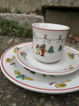 Vintage božična skodelica in krožnik, skodelica za čaj, za kavo