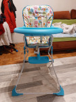 Otroški stolček za hranjenje v modri barvi, ohranjen in zelo stabilen