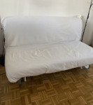 Raztegljiva zofa, s posteljnim vložkom - bela, širina 160 cm