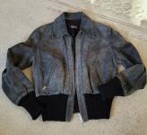 Usnjena vintage jakna, temno siva, s/m