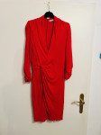 Dizajnerska Karen Millen rdeča obleka dolg rokav 40,odlično ohr