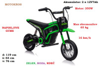 Otroški motokros SX2328 350W (zelen, roza, rdeč) 16 km/h; max 65 kg