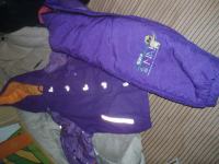 Dekliške smučarske hlače+bunda, vijola s konjicki, vel.86