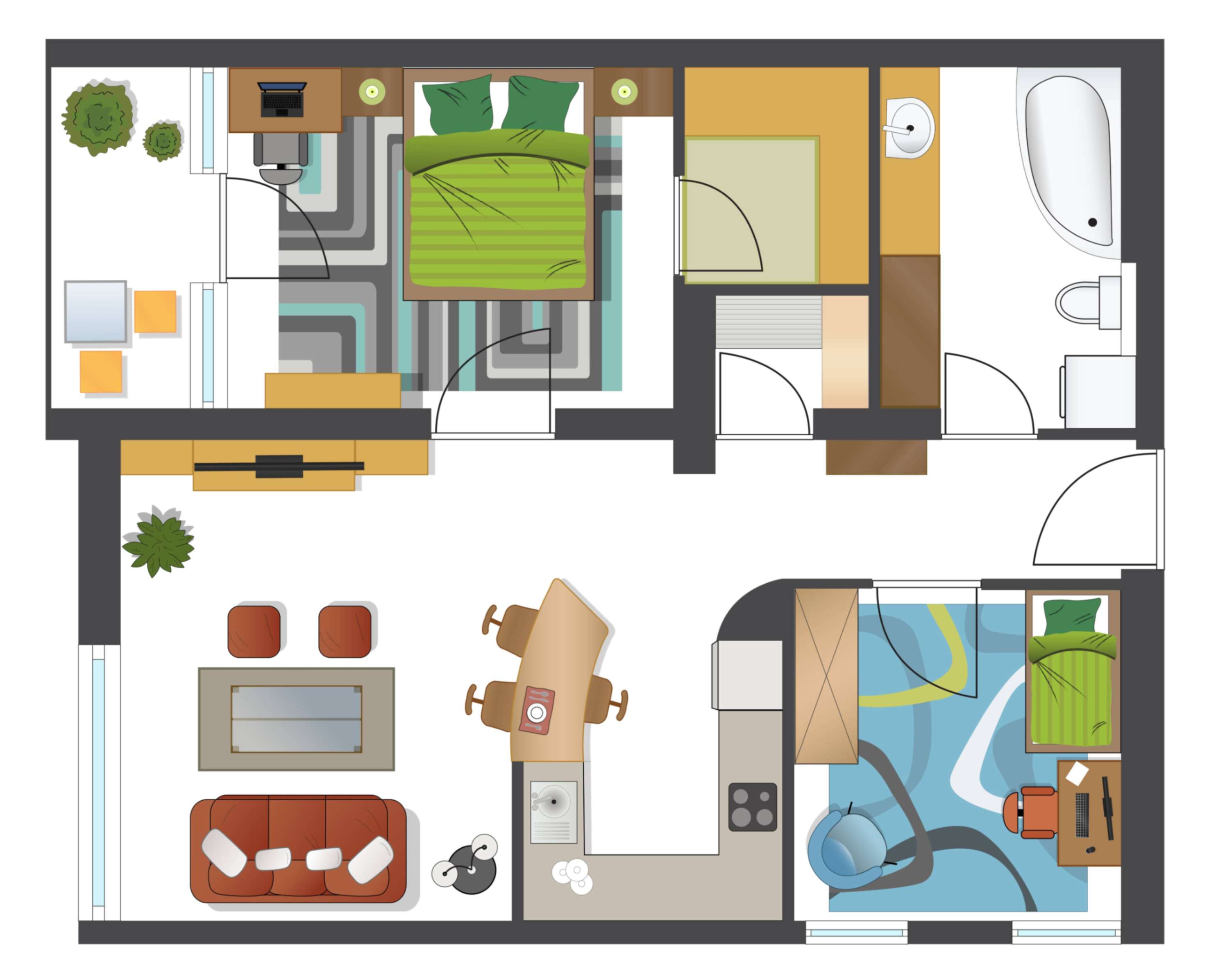Opremljanje doma - pisan načrt postavite prostorov in notranje opreme.