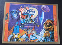 Komori blok, tema kozmos, vesolje, Viking II, primati, opice, cepelini