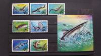 morski psi -Tanzanija 1993-Mi 1583/1589 in B 225-serija, blok (Rafl01)