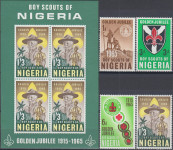 NIGERIJA 1965 SKAVTI GRBI ** Mi 160/163+BL 5 ** serija+blok (HV-113)