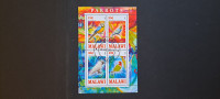 papige, ptice - Malawi 2013 - blok 4 znamk, žigosan  (Rafl01)