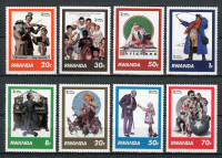 RUANDA 1981 NORMAN ROCKWELL UMETNOST ** Mi 1111/1118 ** serija (17)
