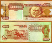 ANGOLA 500.000 kwanzas 1991 UNC  nosorog