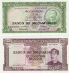 BANKOVEC 100,500 ESCUDOS P117a,118a (MOZAMBIK)1976(1961),UNC