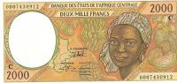BANKOVEC 2000 FRANCS (CENT.AF.ZV.KONGO C) 2000.UNC