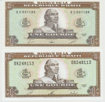 BANKOVEC 1-1987,1993 GOURDES P253a,P259a (HAITI) UNC