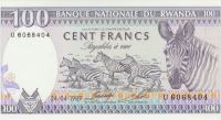 BANKOVEC 100 FRANCS P19 ( RUANDA RWANDA) 1989.UNC