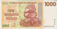 BANKOVEC 1000 DOLLARS P71a (ZIMBABWE ZIMBABVE) 2007,UNC