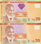 BANKOVEC 20-2011,2015 DOLLARS P12a, P17 (NAMIBIJA) UNC