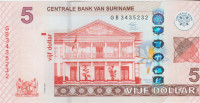 BANKOVEC 5 DOLLAR P162b (SURINAME) 2012.UNC