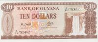 BANKOVEC 10 DOLLARS P23f (GVAJANA) 1992.UNC