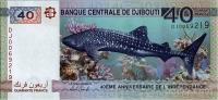 Džibuti, bankovec, 40 frankov, kitovec
