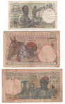 FRANCOSKA ZAHODNA AFRIKA ; 10 25 50 in 100 frankov, 1937 - 1952