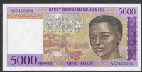 MADAGASKAR 5000 frankov 1994- 1995 UNC - lemurji