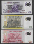 MOZAMBIK 20 50 100 METICIAS 2011/ 2017  polimer  (ŽIVALI) UNC