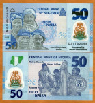 NIGERIJA, 50 naira 2019 UNC, POLIMER !