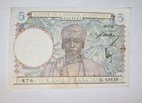 Prodam bankovec 5 frankov zahodna Afrika 1942