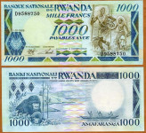 RUANDA / Rwanda 1000 frankov / 1000 francs 1988 UNC  gorile