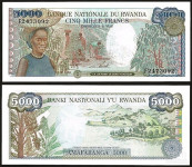 RUANDA, RWANDA, 5000 frankov - 5000 francs , 1988, UNC