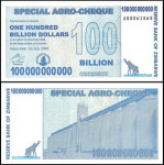 Zimbabve 100 milijard / 100 billion 2008 , serija  AB UNC