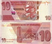 ZIMBABWE 10 dollars 2020 UNC